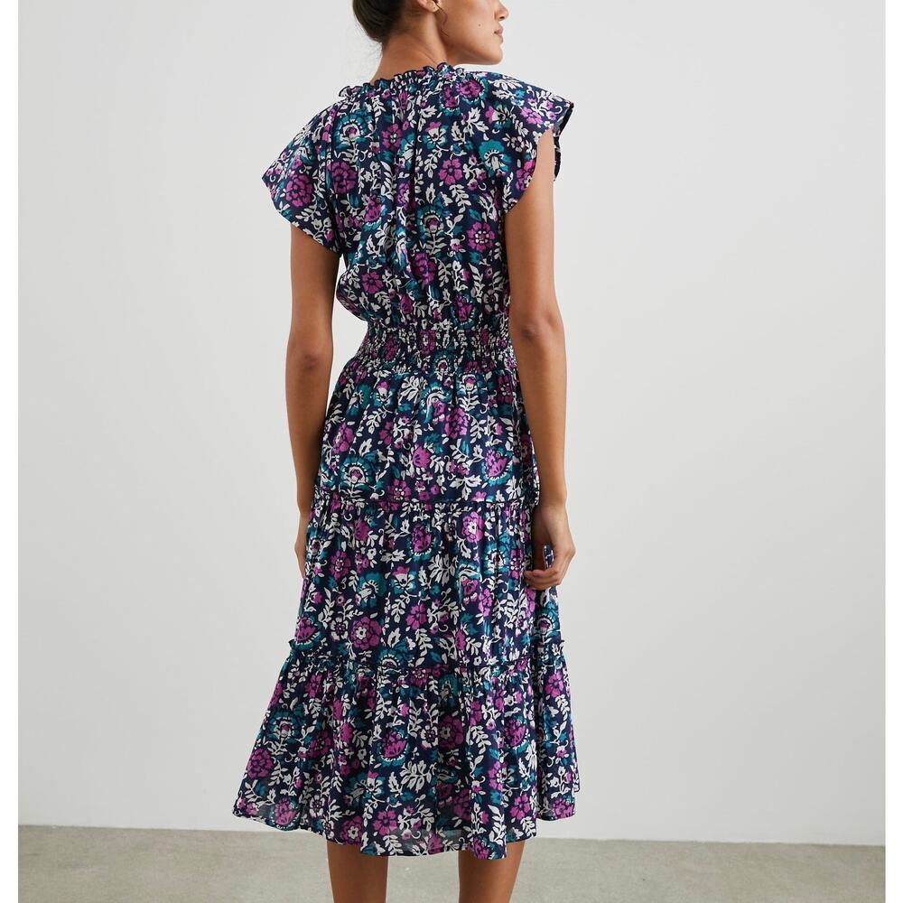 Rails Amellia Midi Dress in "Woodblock Floral" 100% Cotton Blue Size XL - Picture 2 of 13